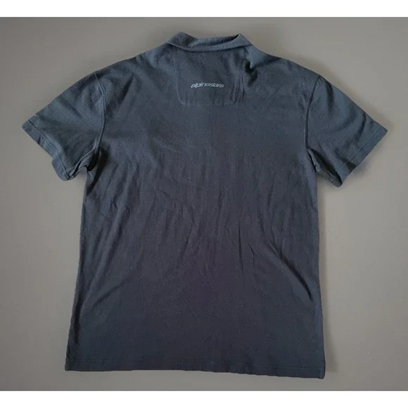 Alpinestars Sportswear RPM Short Sleeve Polo Shirt Black Moto Logo Medium JBHS - Picture 2 of 11